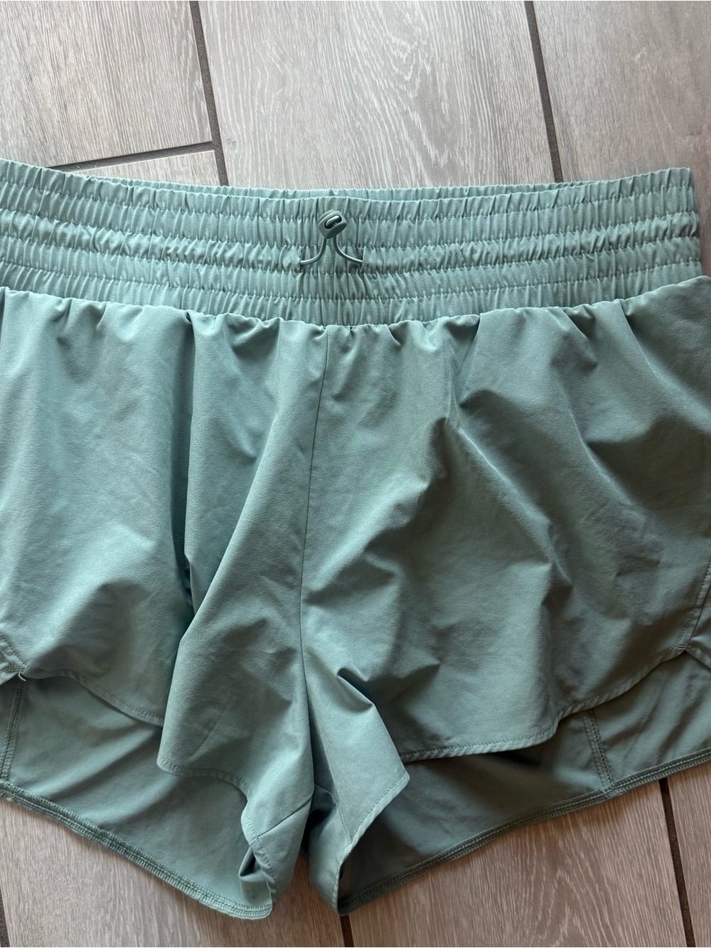 Womens Sage Green Elastic Waist Athletic Shorts